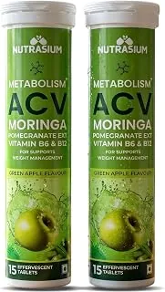 Nutrasium ACV Moringa Metabolism Plus | Apple Cider Vinegar Effervescent Tablet | For Supports Weight Loss, Control Cravings, Convert Fat Into Energy,