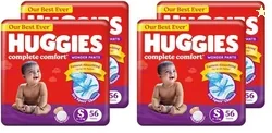 Huggies Complete Comfort Wonder Pants | Pant Style Baby Diapers S Size, 112 Count | India's Fastest Absorbing Diaper, Patented Dry Xpert Channel, Idea