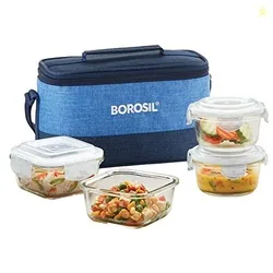 Borosil Container Glass Lunch Box (Prime, 320ml x 2 + 240ml x 2 Universal)