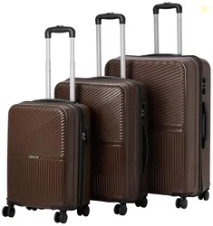 Teakwood Set of 3 8 Wheels Trolley Bag, Hard Cabin with Zipper Closure, Adjustable Push Button & Cross Side Strap, Number Lock System 360 Degree (Set