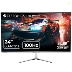 ZEBRONICS A24FHD LED Monitor, 24 inch (60.96cm), 250 nits, 100Hz, Slim Design, FHD, 1080p, Wall Mountable, HDMI, VGA, Ultra Slim Bezel, Metal Stand, B