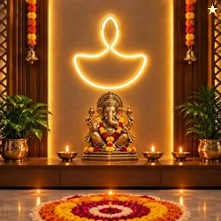 Gesto Diwali Diya Neon Sign , Warm White LED Neon Light Strip , Diwali Lights for Home Decoration, Mandir & Pooja Room , Deepawali Decor, IP65 Waterpr