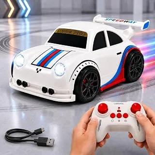 GRAPHENE Smart Sensor RC White Drift Car for Kids 2.4GHz Remote Control Racing Car with Follow Me Mode Escape Mode LED Lights Sound Effects Rechargeab