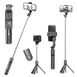 WeCool S1 Selfie Stick Tripod, 3-in-1 Multifunctional Design with Detachable Wireless Remote, Portable & Lightweight Phone Tripod for Vlogging, Photog