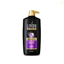 Livon Keratin Shampoo for Women & Men | Repairs Damaged Hair | Smooth & 5x Stronger Hair | No Parabens | 1L Livon Keratin Shampoo for Women & Men | Re