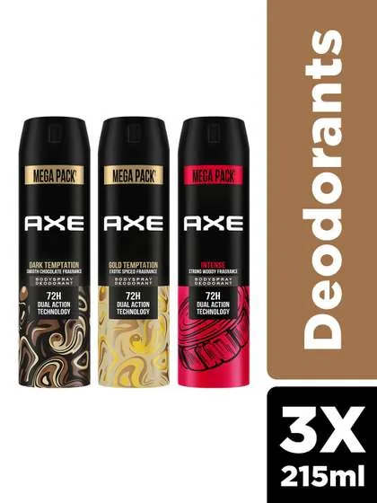 AXE Men Set of 3 Deodorant Spray 215ml each - Gold Temptation + Dark Temptation + Intense