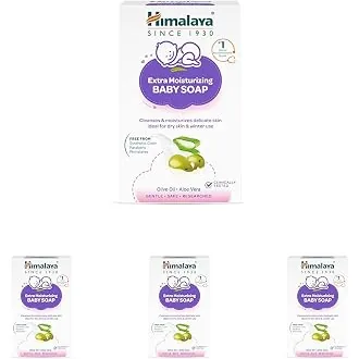 Himalaya Extra Moisturizing Baby Soap for Dry Skin | B3G1-125g Helps Lock In Moisture With Aloe-Milk Moisture Complex of Almond & Olive Oil | Clinical