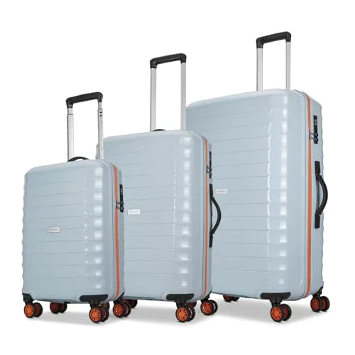 Aristocrat Altitude Set of 3 (Cabin+Medium+Large) Trolley Bags, Surf Spray | 8-Wheels, Polypropylene Case, Spacious, Combination Lock, Sturdy Zipper, Lightweight Travel Luggage, 3-Year Global Warranty