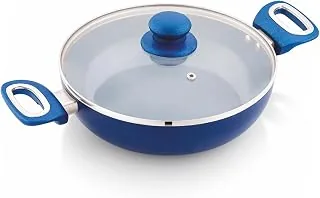 Amazon Brand - Solimo Blue Ceramic Non Stick Induction Base Deep Kadai 24Cm with Glass Lid Amazon Brand - Solimo Blue Ceramic Non Stick Induction Base
