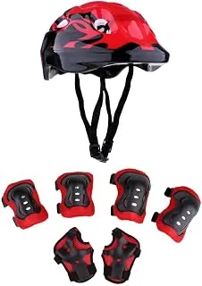 BNF 7 Pieces Kids Bicycle Roller Skating Helmet Knee Elbow Wrist Pads Set red | Sporting Goods | Outdoor Sports | Skateboarding & Longboarding | Cloth