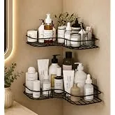iSTAR Bathroom Organiser Without Drill Bathroom Accessories Set Set of 2 Metal Bathroom Corner Shelf Rack | Self Adhesive Wall Mounted Storage Organiz