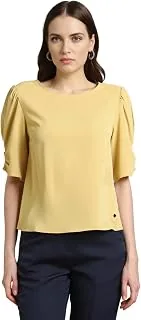 Women's Polyester Regular Fit Half Sleeve Round Neck Formal Top