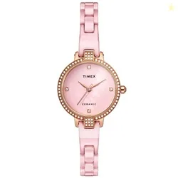 TIMEX Womens 28 mm Mother of Pearl Pink Dial Ceramic Bracelet Analogue Watch - TWEL15701 (WTITWEL15701, Not assigned, Not assigned)