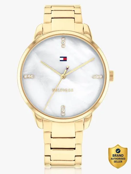 TOMMY HILFIGERTommy Hilfiger White MOP Dial Gold Stainless Steel Strap Analog Watch  - For Women NETH1782546,TH1782546,NTTH1782546