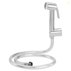 Amazon Basics Health Faucet with 1.5 m Easy Flex Tube and Hooks, Polished ABS, Chrome Finish