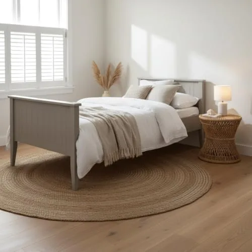 APRODZ Solid Wood Without Storage Single Size Celyn Bed for Bedroom Stylish | Grey Finish, DIY Assembly