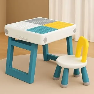 Little Olive Kids Activity Table and Chair Set with Easel Drawing Board | Multifunction Plastic Study Desk for Toddlers | Sturdy Design with Smart Sto