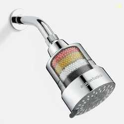 Amazon Basics Filtered Shower Head with 5 Spray Modes | Water Softener | ABS Material | Chrome Finish | 15.3L x 9.6W cm