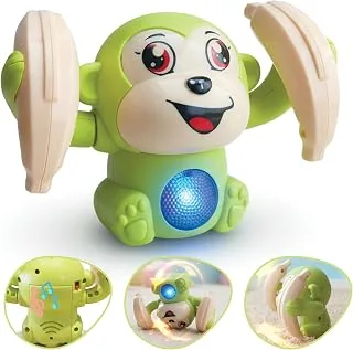 Lifelong Cuppy Dancing Monkey Toy for Babies & Kids with 360 Tumbling, Rolling & Glowing Lights & Music | Non-Toxic, 3 AAA Battery Operated Interacti