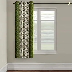 Cortina Damask Light-Filtering Polyester Curtains 5 feet Long Set of 1 for Window [ Opacity: 50-60%, Color: Green, Printed Curtain -130 GSM ] Cortina