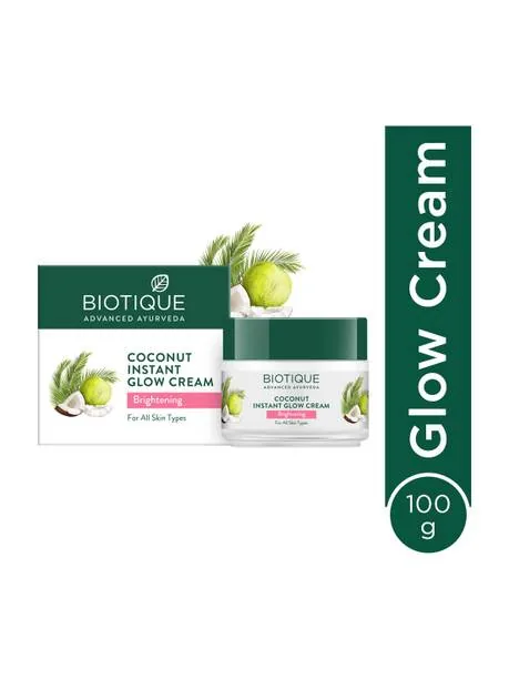 Biotique Coconut Brightening Instant Glow| Lightweight Face Cream| All Skin Types