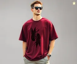 Mens Loose Fit Oversized Printed Cotton T-Shirts Half Sleeve Drop Shoulder Men Tshirt