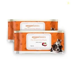 Amazon Basics Pet Grooming Wipes | Mild Scent | Odor Control | Moisturizing | Antibacterial | Safe for All Dogs, Cats, Puppies, Kittens | Suited for T