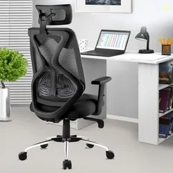 ASTRIDE Ergofit Ergonomic Office Chair for Home | 3-Years Warranty | 2D Headrest, Adjustable Arms & Lumbar Support | Tilt Lock Mechanism [Heavy Duty Chromium Metal Base, Black]