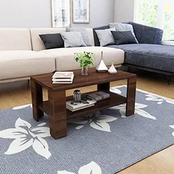 Home Centre | Helios Bill Coffee Table | Center Table with Shelf Storage | Engineered Wood | Brown | 80 x 45 x 38 cm | 1 Year Warranty Home Centre | H