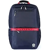 LOGI-Q 27L Medium Water Resistant 5 Compartment Laptop Backpack/Backpack/Office Bag with Trolley Sleeve for Men/Women (Navy-Red)