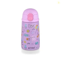 ATTRO Jolly Vacuum Insulated Stainless Steel Kids Water Bottle, 330ml  Leakproof, BPA-Free, Long Temperature Retention, Easy-to-Carry, Cute Funny Pin
