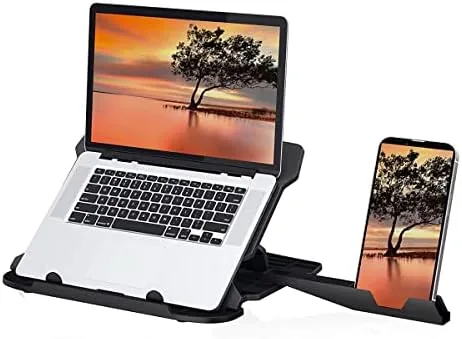 Portronics My Buddy Hexa 22 Laptop Stand with 360 Rotation Base, Mobile Stand, 7 Adjustable Heights, Air Ventilation, Portable & Foldable Design for