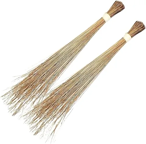 Coconut Broom Stick Leaf Grass Broomstick Washable Seekh Jhaadu with Firm & Comfortable Grip Ideal for Wet Surface Cleaning (2 Pc, 700Gm, Random Color