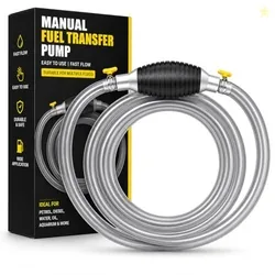 Fuel Transfer Pump Kit  High Flow Manual Siphon Oil Remover Pump with 2 Meter Pipe for Petrol, Diesel, Water & Oil, Portable Liquid Transfer Pump for