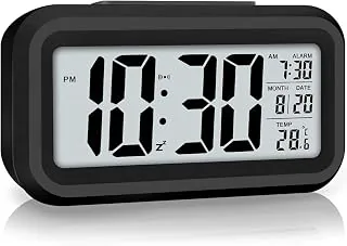 AERYS Digital Alarm Clock with 1 Year Warranty, Night Sensor, Date and Temperature Display, Desk Table Clock for Students, Home, Office, Bedroom, Livi