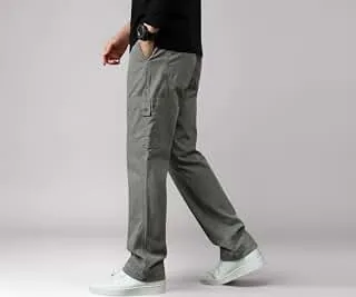 Cargo for Men | Cotton Cargo Pant | Lower for man | Elastic Drawstring Waist Straight Fit Bottoms | Comfortable Breathable Cargos for Casual, Office W