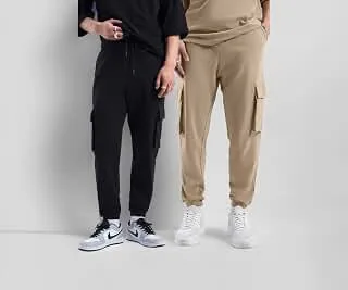 Bewakoof Air 1.0 Men's Solid Oversized Fit Terry Cargo Joggers(Pack of 2)_A4-552880-552891_Black & Brown_L