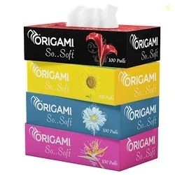 Origami So Soft Facial Tissues | 2 Ply | Pack of 4 | 100 Pulls Each Origami So Soft Facial Tissues | 2 Ply | Pack of 4 | 100 Pulls Each