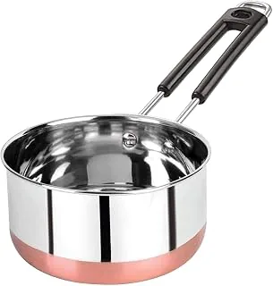 AADHIK Tea Pan Stainless Steel Copper Bottom Sauce Pan Milk Pan Tapeli Patila Induction Base 1.5 Litre Sauce Pot Milk Boiler with Handle (1500 ml)