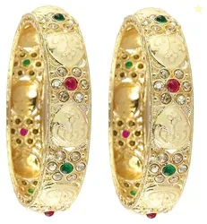 Traditional Gold Plated Metal Bangles Kada Set For Women & Girls With Zircon Diamond Stone | Women's Bangles | Premium Kada Set For Wedding, Party, Oc
