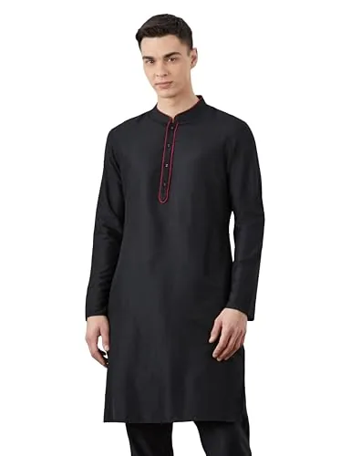 Amazon Brand - Symbol Men Festive Solid Long Kurta (Regular Fit) Amazon Brand - Symbol Men Festive Solid Long Kurta (Regular Fit)