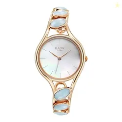 Titan Raga New You Quartz Analog Mother of Pearl Dial Blue Chalcedony Stone Strap Watch for Women-NS95190WM02
