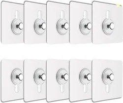 JIALTO Plastic 10 Pcs Self Adhesive Wall Hooks - Heavy Duty Transparent Hook for Photo Frames, Wall Clocks, Keys - No Damage, Easy Installation
