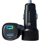 Portronics Car Power 30 Dual Output Fast Car Charger with 30W Type-C PD & 30W USB, LED Indicator, Charging Adapter Compatible with Cars for iPhone & A