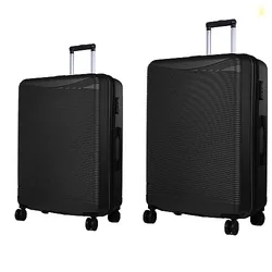 V-Lite Firestone Combo Set of 2 (M-Check-in + L-Check-in) Black Hardsided Trolley Bags for Travel, Suitcase with Spinner Wheels, Anti-Theft Zippers Lu