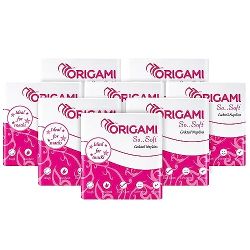Origami So Soft Plain Napkins | 1 Ply | Pack of 8 | 100 Pulls Each