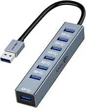 AMUH07A USB-A to 8 in 1 Multifunction Hub USB 3.0, USB3.0 X 7: 5Gbps; USB C, USB CX1: 5V/3a Extra Power, Wide Compatibility: Laptop, Flash Drive, Keyb