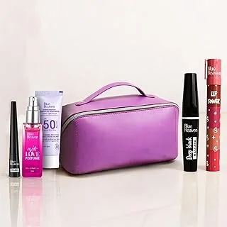 Blue Heaven Glam Ready Beauty Makeup Kit|Gift Set with Free Makeup Pouch| Includes 4in1 Stackable Lipstick, Eyeliner, Mascara, Perfume & SPF50 Mini Su