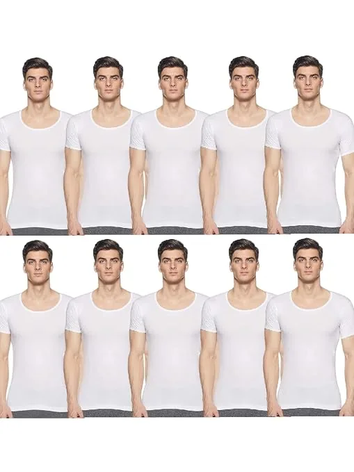 Rupa Jon Half Sleeves Vest for Men, 100% Cotton Material, Round Neck, Pack of 3