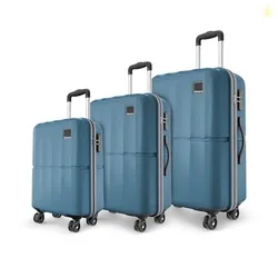 Safari Genius Theo 8 Wheels Set of 3 (Cabin + Medium + Large) Trolley Bags, Hard Case Polycarbonate, 360 Degree Wheeling Luggage, Suitcase for Travel,